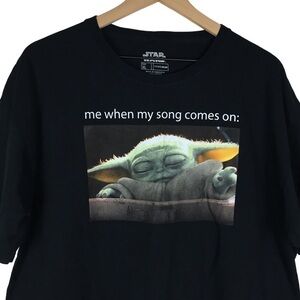 FIFTH SUN Star Wars Baby Yoda Grogu T Shirt Short Sleeve Cut Off Raw Hem Size XL